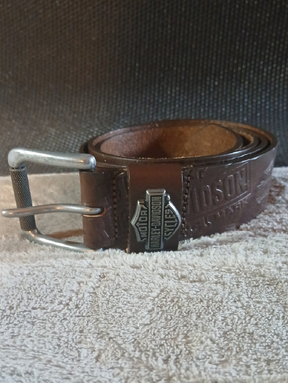Harley-Davidson Dark Brown Leather Belt with Metal Shield Accent